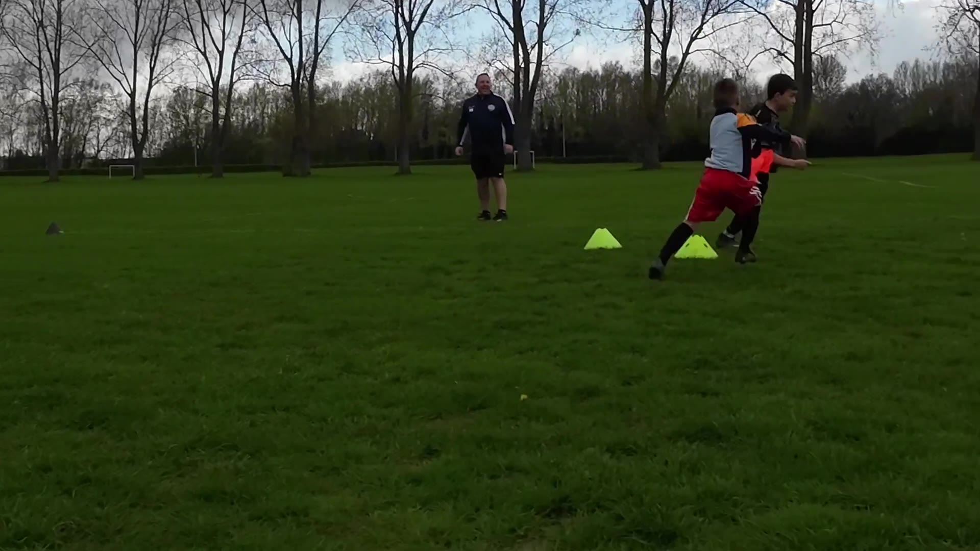 A young footballer training with Excel Coaching in Telford